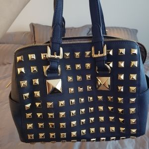 Michael kors navy blue leather studded bag